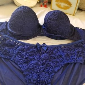 Gorgeous navy bra and panty set by Adore Me